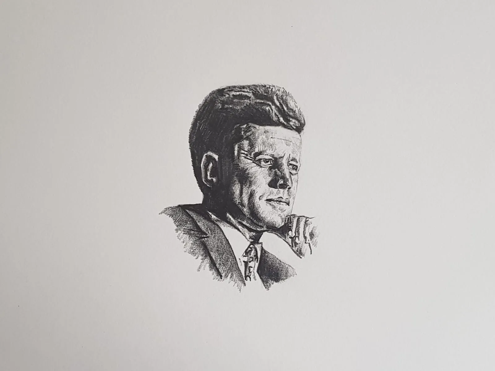 A graphite portrait of John F. Kennedy